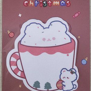 Kawaii Kuma bear Christmas mug sticky note memo pad notepad